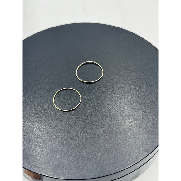 Designer Signed 14K Yellow Gold Continuous Endless Dainty Hoop Earrings 20mm - Picture 11 of 13